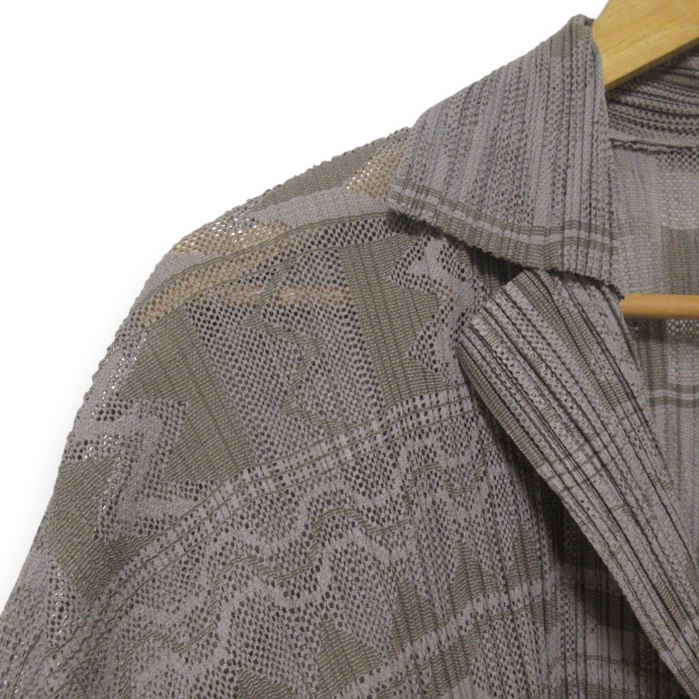 PLEATS PLEASE ISSEY MIYAKE◆長袖シャツ/3/ポリエステル/GRY/PP61-JD603 Pleats Please Issey Miyake Gray Basics Shirt Pleats Please