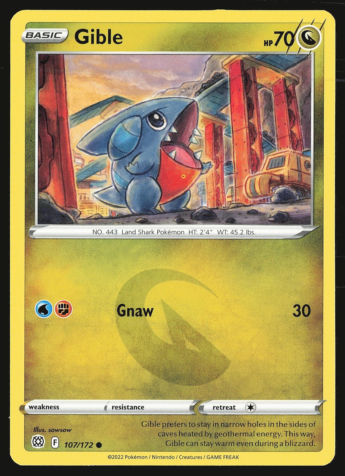 SWSH09: Brilliant Stars Gible #107/172 Common Pokemon Card