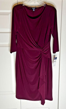 NEW Chaps Red Burgundy 3/4 Sleeve Dress Professional Business Size Large