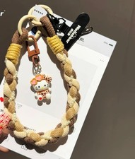 🔥Nueva correa de muñeca Kawaii para teléfono celular Hello Kitty patrón de guepardo amarillo🔥
