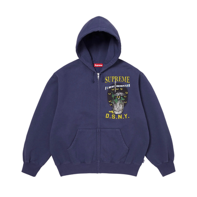 Supreme DSNY Zip Up Hooded Sweatshirt Washed Navy | eBay