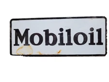 VINTAGE MOBIL PORCELAIN SIGN OLD MOBILOIL CAR AUTO OIL GAS PUMP SERVICE GARAGE