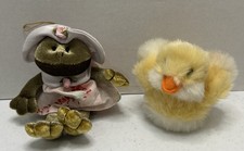 Russ Tiny Yellow Duck Waddles Russ Green Frog Florissa With Dress And Bonnet Toy