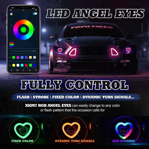 Adjustable Color Options with 2PCS App Controlled RGB Angel Eyes Rings - Picture 5 of 10