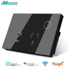 USB /PD Touch Double GPO Glass Panel Power Point Wall Outlet Socket Switch 16A