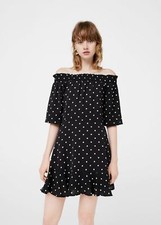 Mango Polka Dot Off Shoulder Dress Size 2 (XS)