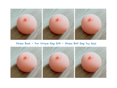 6pcs Stress Boob  - Fun Unique Gag Gift - Stress Ball Gag Toy