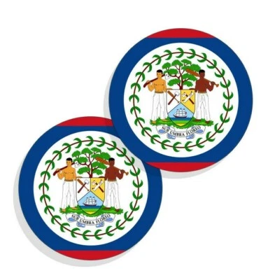WRAPPED IN INK Belize Flag Stickers Flag Decals Vinyl Indoor Outdoor Stickers Round 4 pack