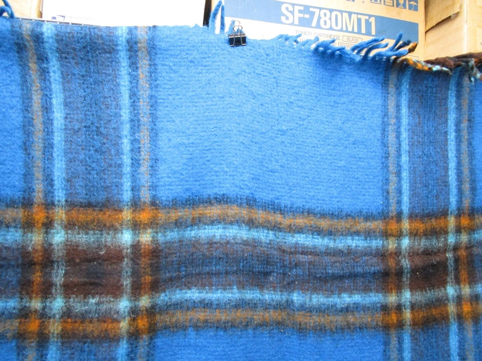 Cobertor de lã vintage FAALBERG AZUL Holanda Design Usado 68" x 52" EXCELENTE! - Imagem 4 de 4