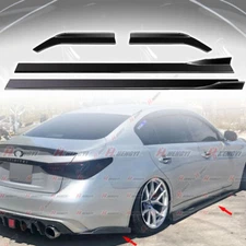 For 14-17 18-22 INFINITI Q50 Side Skirts + Rear Side Splitter Lip Gloss Black
