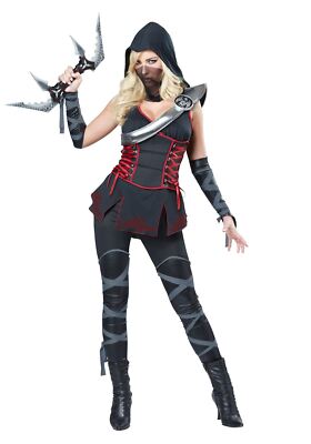 Damen Sexy Ninja Black Assassin Warrior - L
