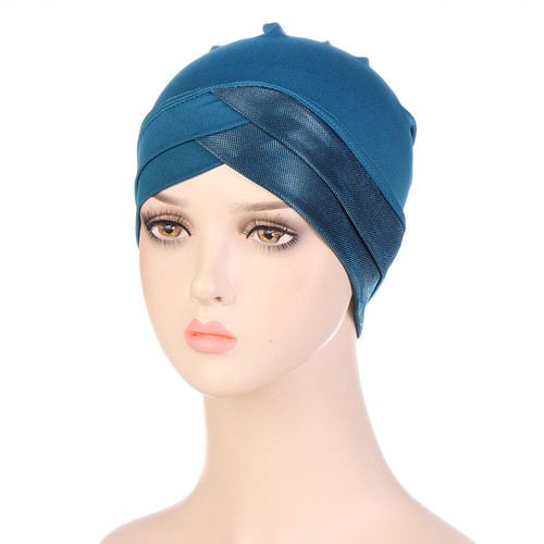 Fashion Stretch Muslim Inner Hijab Beanies Bonnet Hat Glitter Wrap Turban Cap - Picture 13 of 17