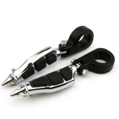 Pair Motorcycle Foot Pegs Footrest 1.5'' Highway Crash Bar Pedal Mount Clamps