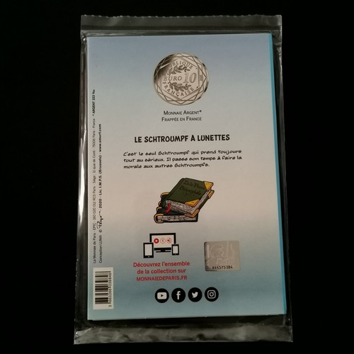 COFFRET 10 EURO ARGENT 2020 LE SCHTROUMPF A LUNETTES 2/20 FRANCE / EUROS SILVER - Picture 2 of 3