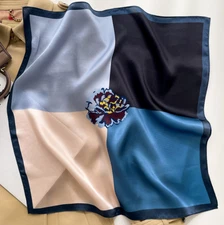 100% Silk 20" small square Scarf Women neckerchief Wrap blue pink