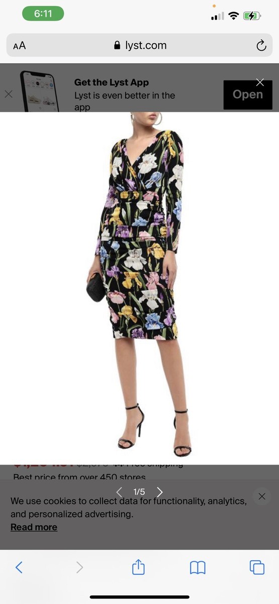 Dolce & Gabbana フラワー Vネックミディドレス ブラック Dolce & Gabbana Ruched Floral Print Silk Blend Dress, V-neck