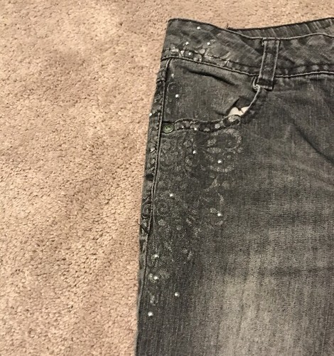 Girl’s Uproar Skinny Jeans With Rhinestones, Gray, Size 12 R Regular - Picture 8 of 8