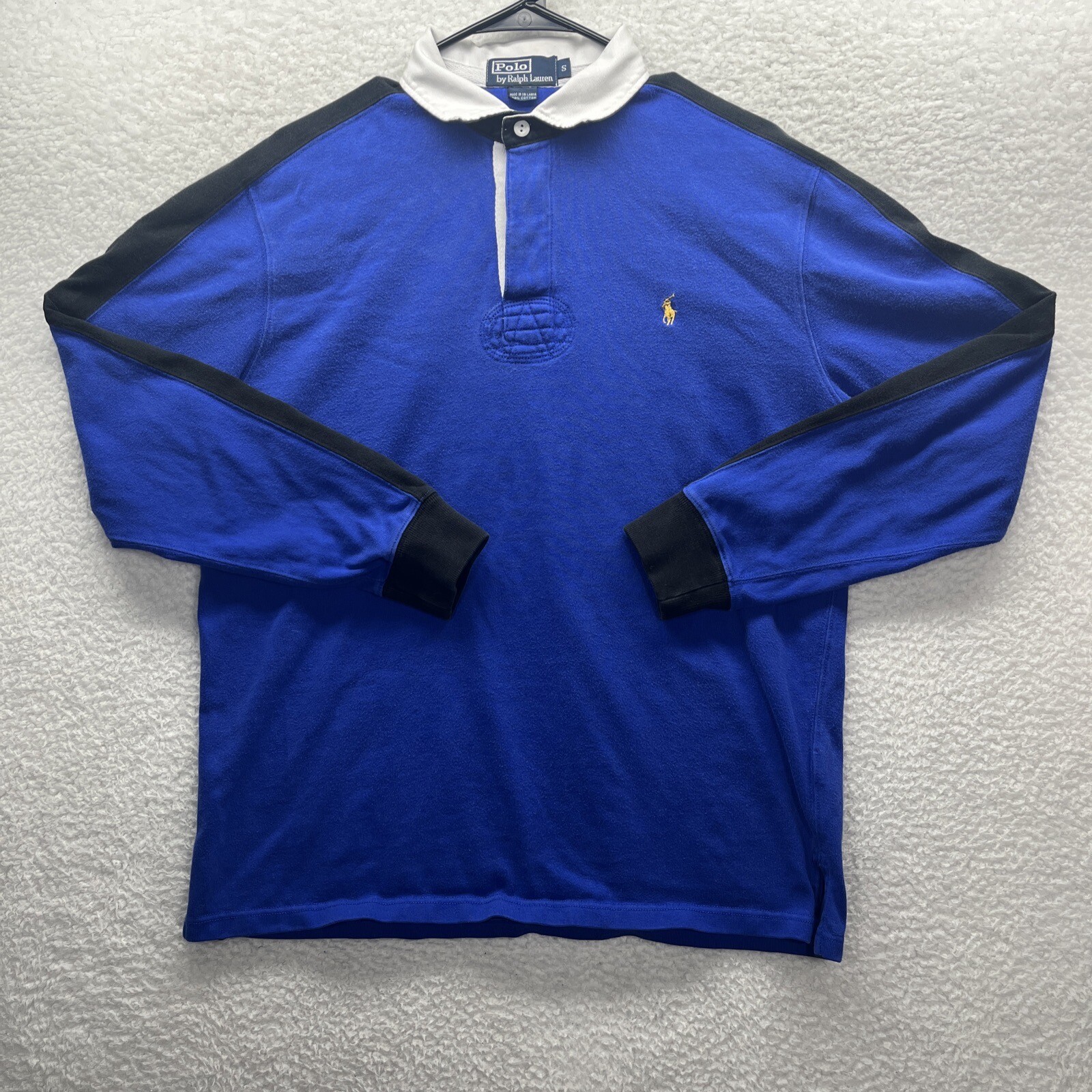 Polo Ralph Lauren maglione uomo piccolo blu 1 4 bottoni pony pullover trafilato