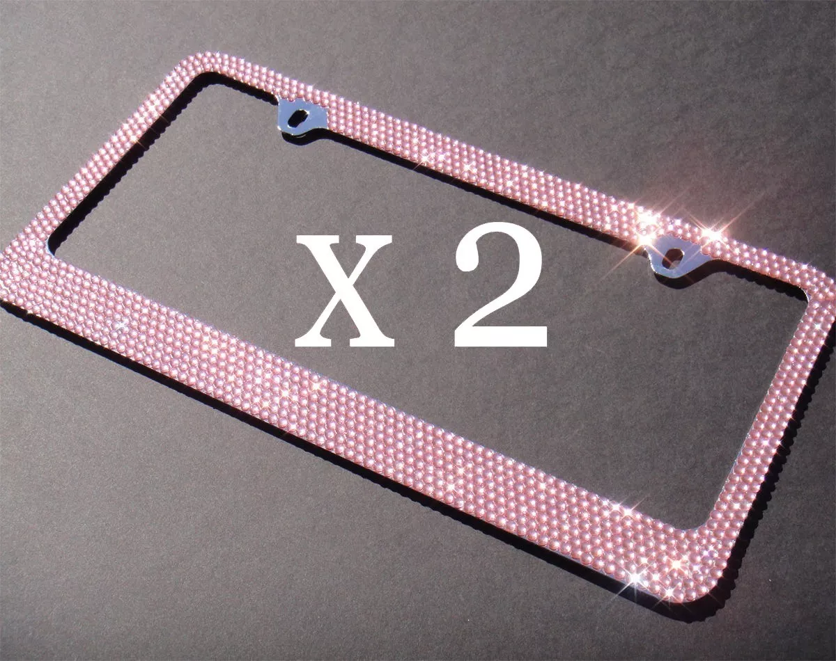 Pink diamond license plate frame deals