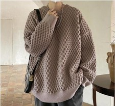 Men's Fashion Winter Crew Neck Long Sleeve Loose Warm Pullover Casual Sweaters