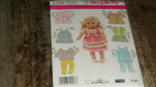 Simplicity Sewing Pattern 2296 18" Doll Clothes Elaine Heigl Designs UNCUT