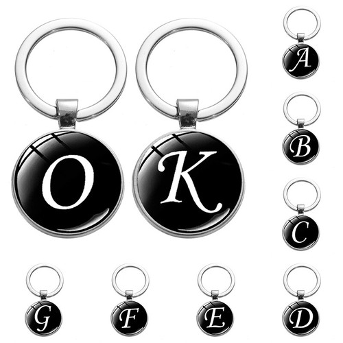 A-Z Alphabet Letter Initial Keyring Keychain Alloy Car Key Ring Chain Bag Charms - Picture 2 of 38