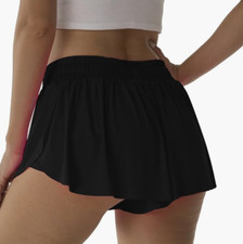 Butterfly Shorts 2-in-1 Flowy Athletic Shorts Black Women  s Size Small