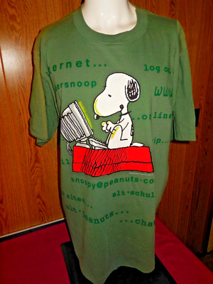 G4 vintage 90s SNOOPY COMPUTER INTERNET WEB ADDRESS t shirt XL CHANGES Peanuts