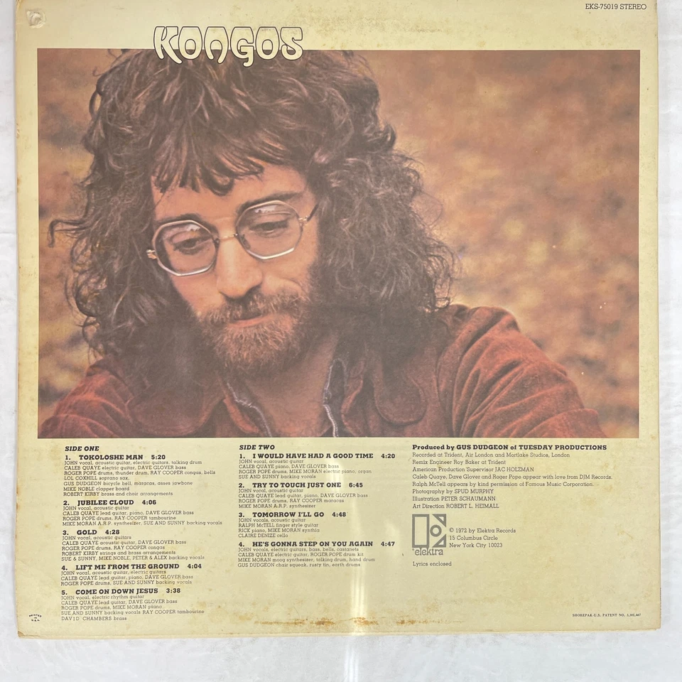 John Kongos – Kongos Vinyl, LP 1972 Elektra – EKS-75019 Promo - Image 2 of 3