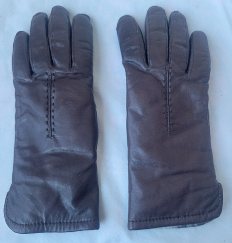 GRANDOE BROWN LEATHER WHITE FUR LINED DRIVING GLOVES WOMENS SIZE SMALL S - Picture 4 of 7