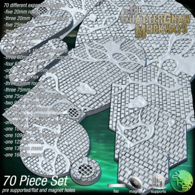 Kanalratte Dark Scenic Bases Resin 3d Print Fantasy Sci-Fi Square Cavalry Hex