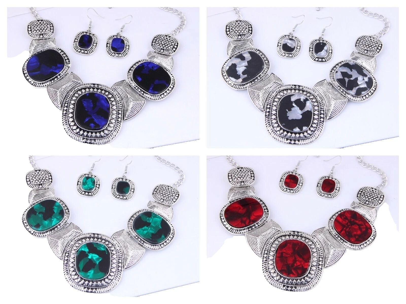 Посеребренные модные ювелирные наборы из смолы