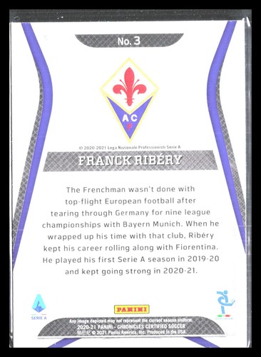 Franck Ribery 2020 Panini Chronicles certificado #3 púrpura astro - Imagen 2 de 2