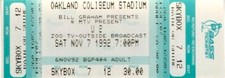 U2 ZO0 TV NOV. 7, 1992 OAKLAND COLISEUM STADIUM CONCERT TICKET / NMT 2 MINT