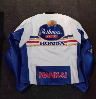 HONDA ROTHMANS LEATHER RACING JACKET ARMOR PROTECTED CE APPROVED