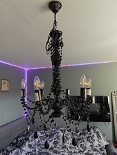 Bohemian Black Crystal Chandelier Ceiling Light 6 Arm Long E14 bulbs