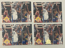 Lot of 4 Shaquille O'Neal 1993-94 NBA Hoops League Leader & 5th Anniversary Gold