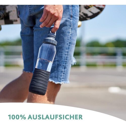 EMSA Drink2Go Trinkflasche aus Glas 0,7 l burgund N3100700 Glasflasche - Bild 3 von 6