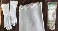 VTG NEW CRESCENDOE WOMEN'S ELBOW LENGTH OPERA GLOVES ALL COTTON LONG WHITE 7
