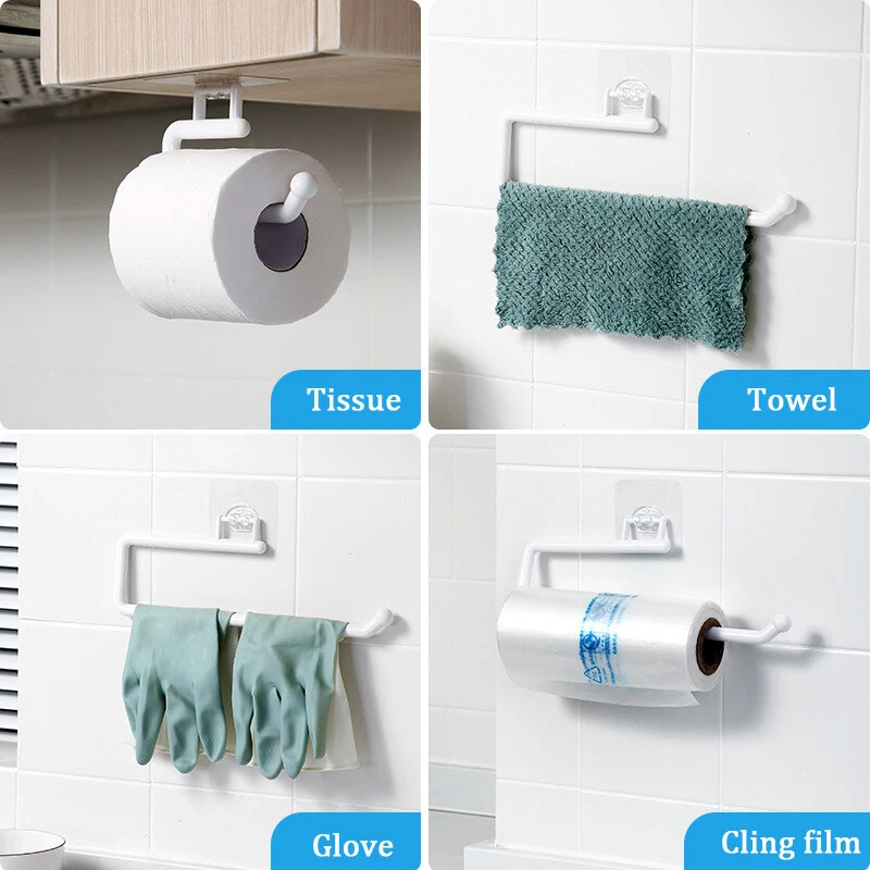 Kitchen Roll Paper Holder Toilet Towel Rack Under Shelf Cabinet Storage Hanger - Image 4 of 4