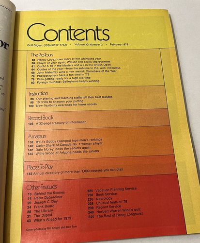 GOLF DIGEST MAGAZINE FEBRUARY 1979 ANNUAL TOM WATSON and NANCY LOPEZ - Picture 8 of 17