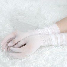 Women Mesh Seamless Finger Pantyhose Gloves Long Sheer Transparent Gloves Mitten