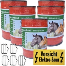 Weidezaunband 40 mm  12 Niro +5 Verbinder+1 Warnschild  1000 m orange