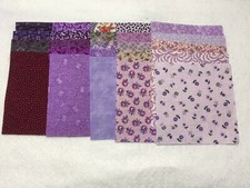 40 DIFFERENT 4-IN CALICO FABRIC QUILT SQUARES - PURPLE - MANY VITAGE