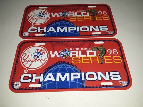 New York Yankees 1998 MLB World Series Champ Plastic License Plate (Set of Two) - Picture 2 of 3