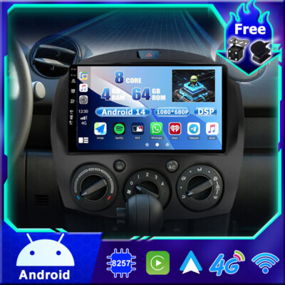 Autoradio Für Mazda 2 2007-2013 Android 14 GPS Navigation Car Play DAB+ 4GB+64GB