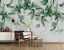 3D Green Leaves Self-adhesive Removeable Wallpaper Wall Mural Sticker 34