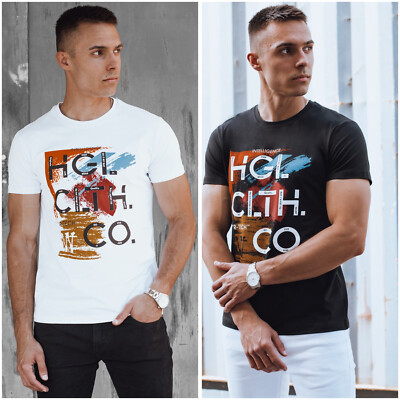 Herren T-Shirt Herrenshirt Shirt mit Aufdruck Baumwolle Kurzarm Rundhals DSTREET