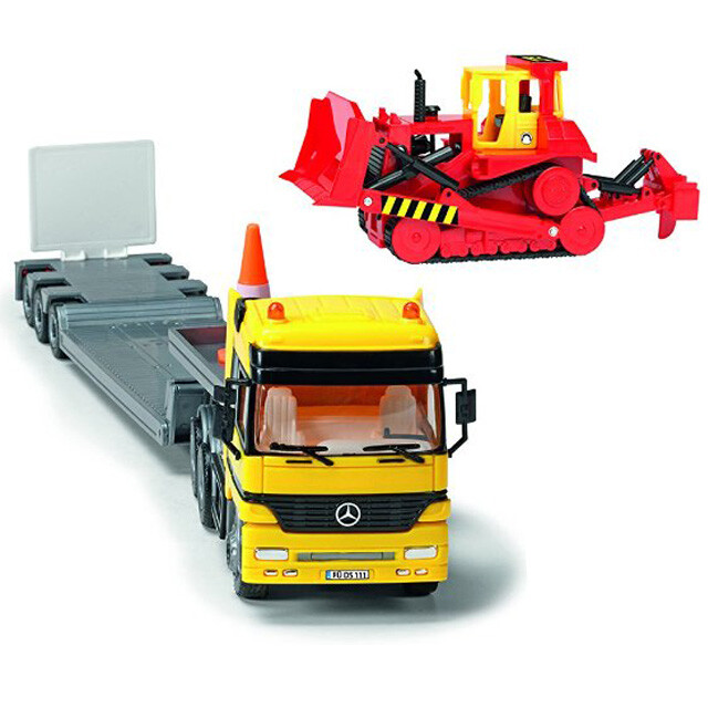 DICKIE Mercedes Benz ACTROS TEAM Tieflader Baufahrzeug 49 cm