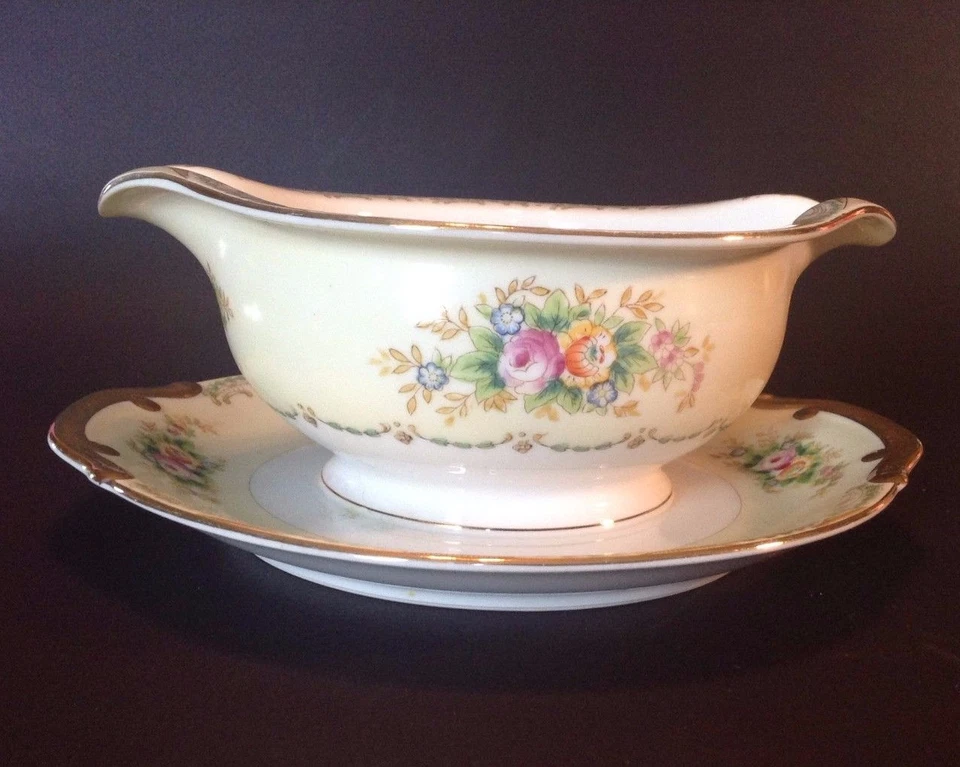 NSP Gravy Boat con placa adjunta - Pintado a mano azul y dorado - De colección - Japón Foto 3 de 4